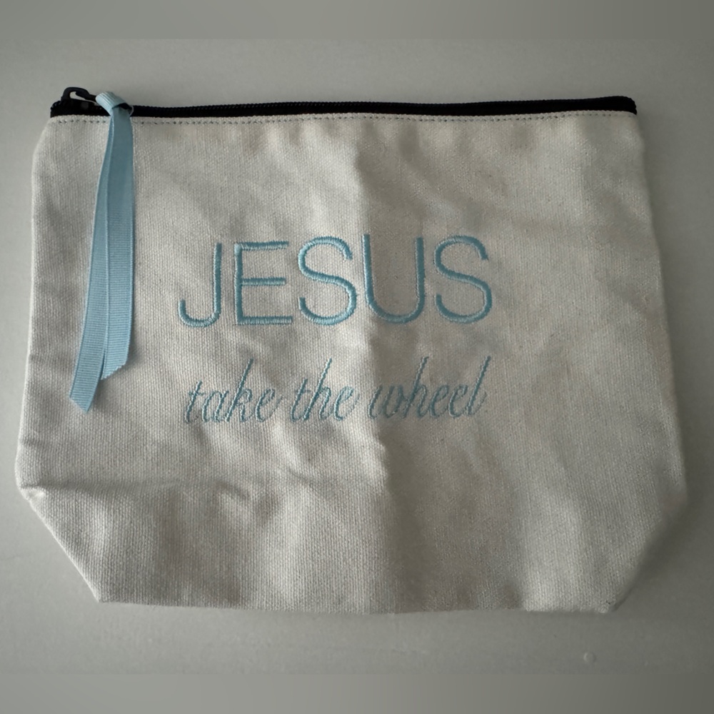 Canvas Makeup Pouch - “Jesus take the wheel”